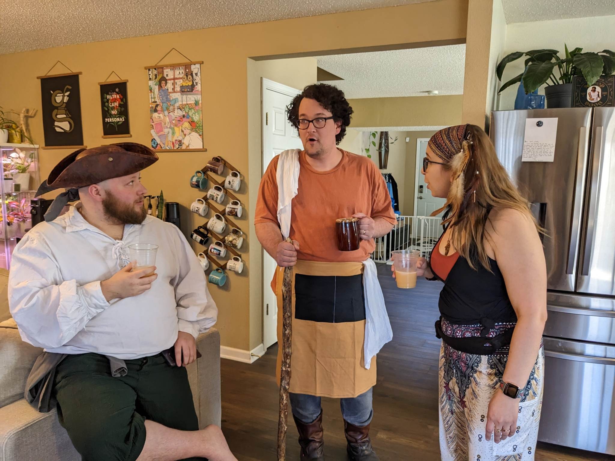 party guests dressed in pirate Halloween costumes