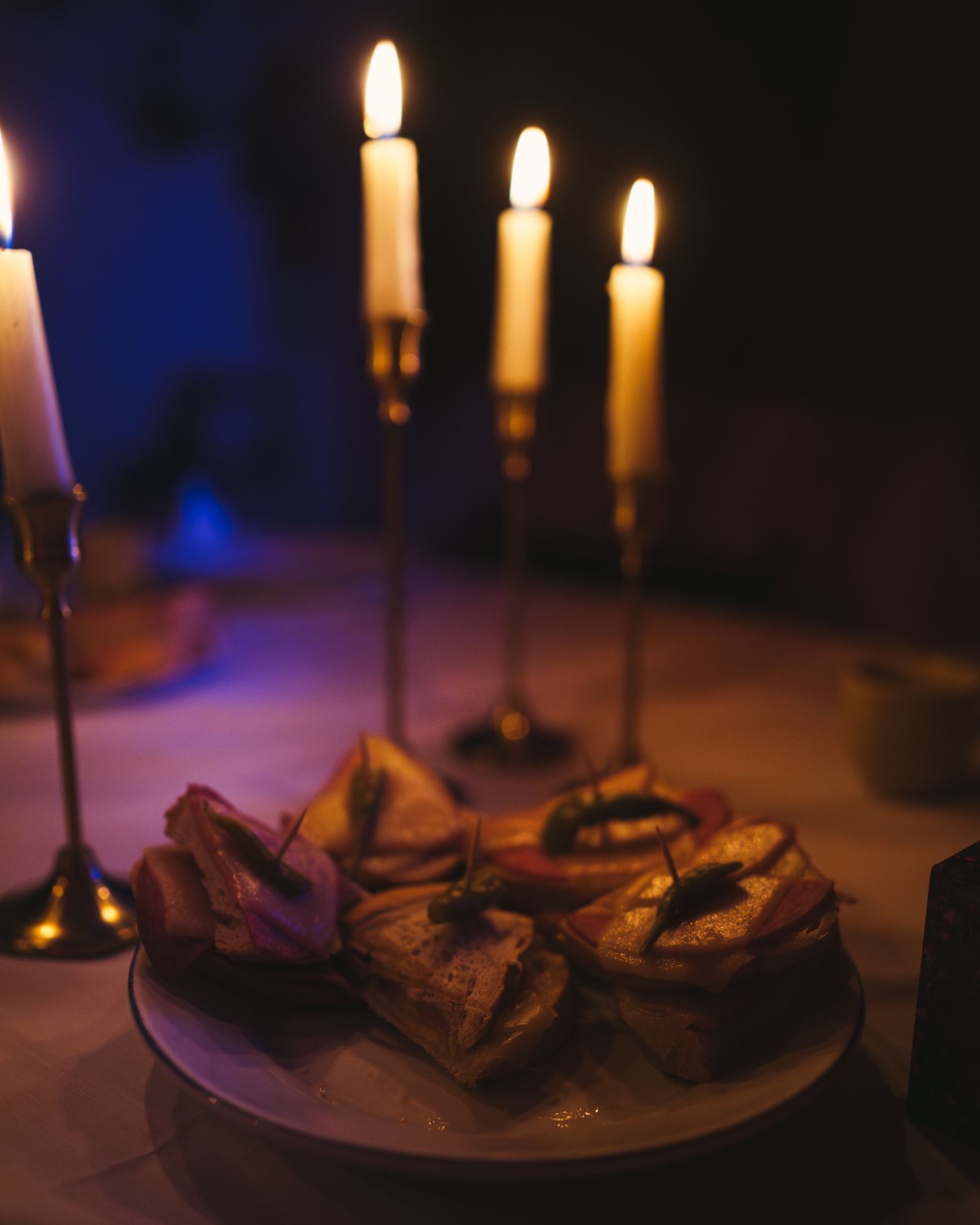 Halloween food served by candlelight