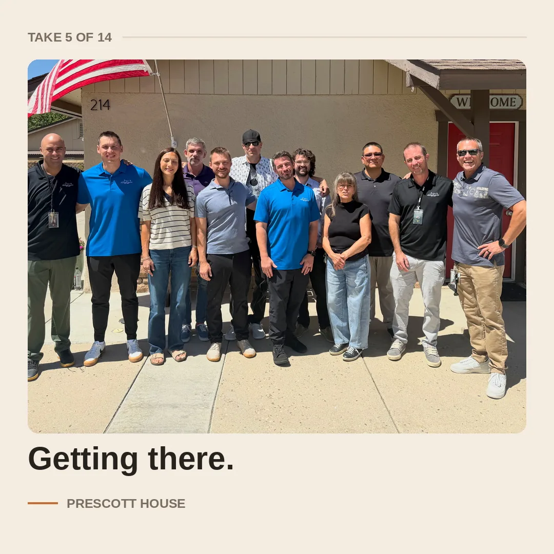 Take 5 of the Prescott House team photo - getting there