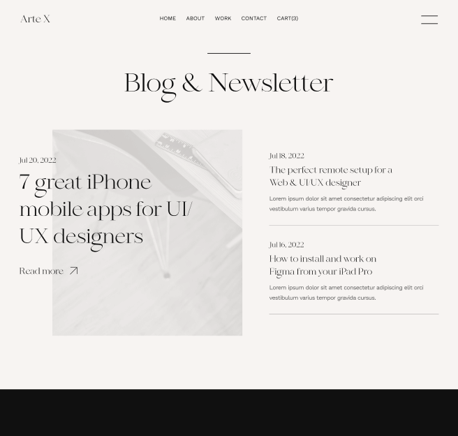 Blog Sales - Arte X Webflow Template