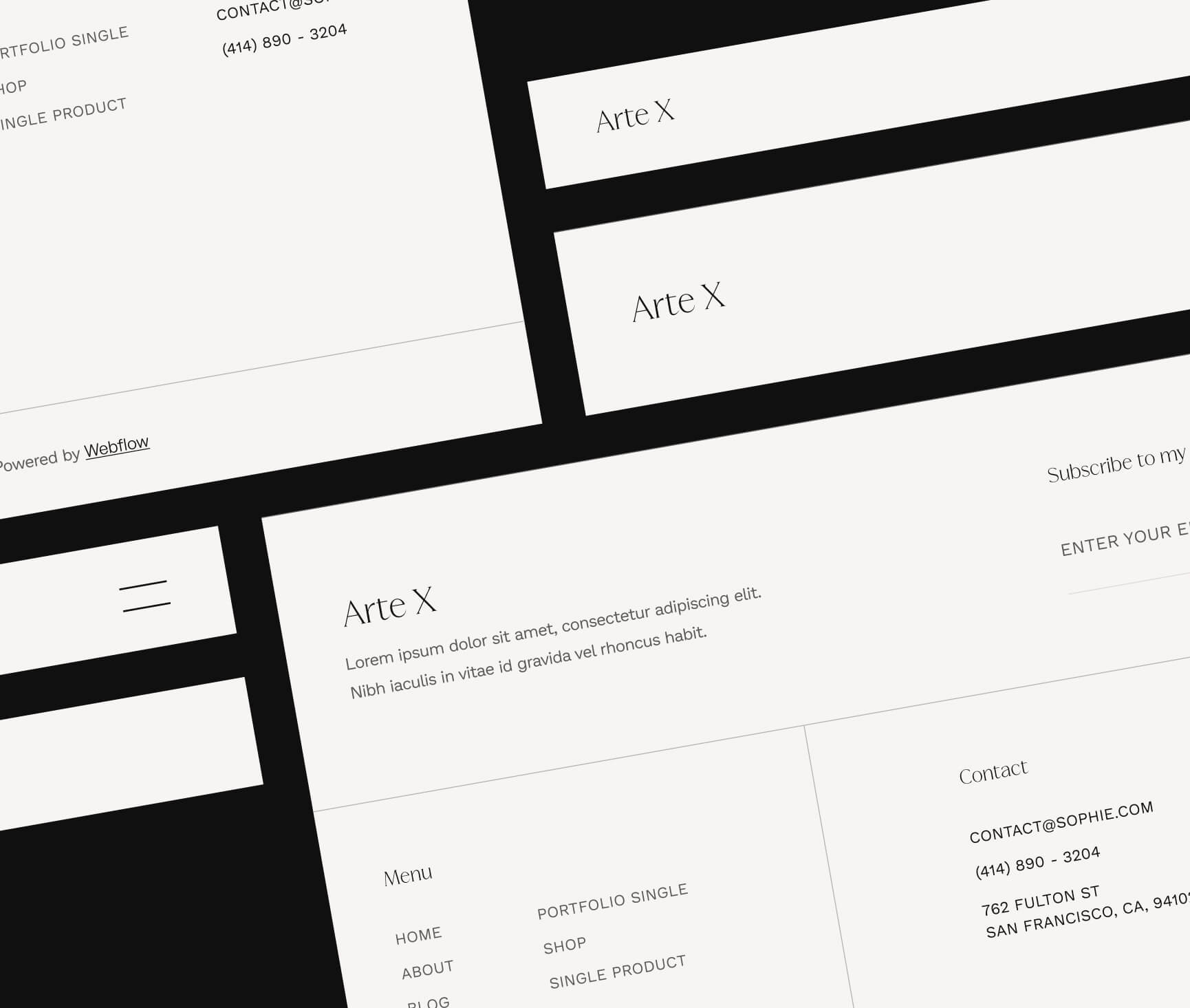 3 Headers And Footers - Arte X Webflow Template