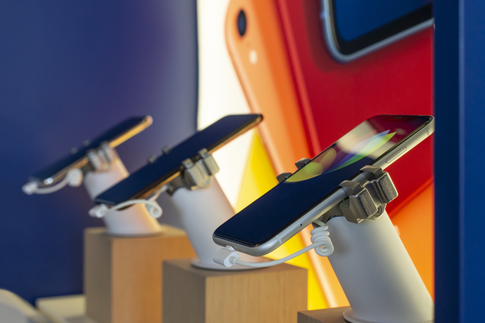 Consumer electronics on retail store shelves