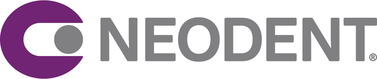 NeoDent company logo with purple stylized C shape enclosing a gray circle, next to gray text reading NEODENT.