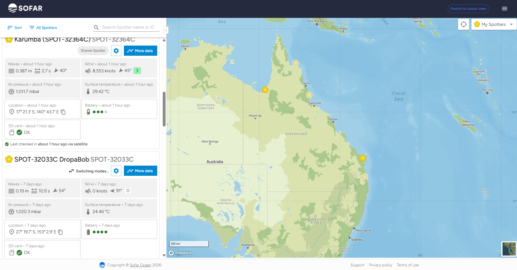 The Spotter Dashboard provides real-time data giving the DETSI team and emergency managers immediate access to conditions at sea.