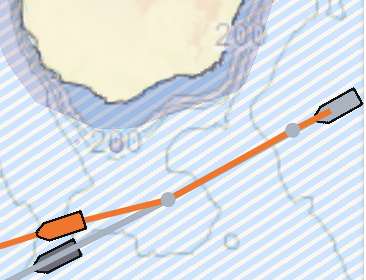 Passed waypoints shown in grey on the Wayfinder map