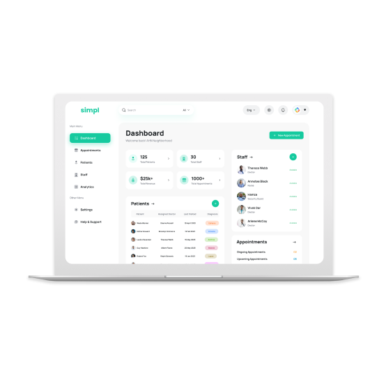 Simpl Dashboard in a laptop mockup