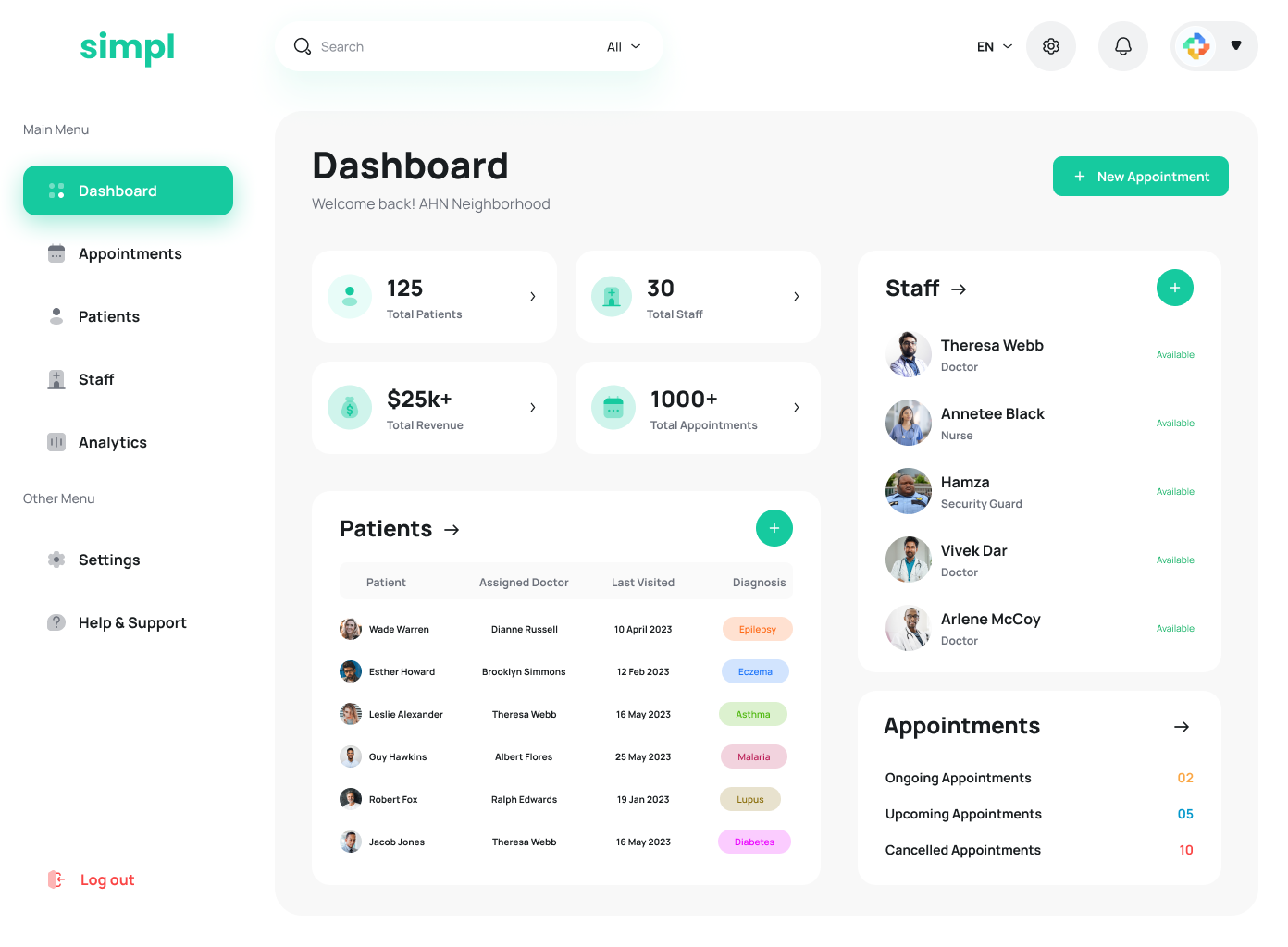 Simpl Dashboard or Provider Portal