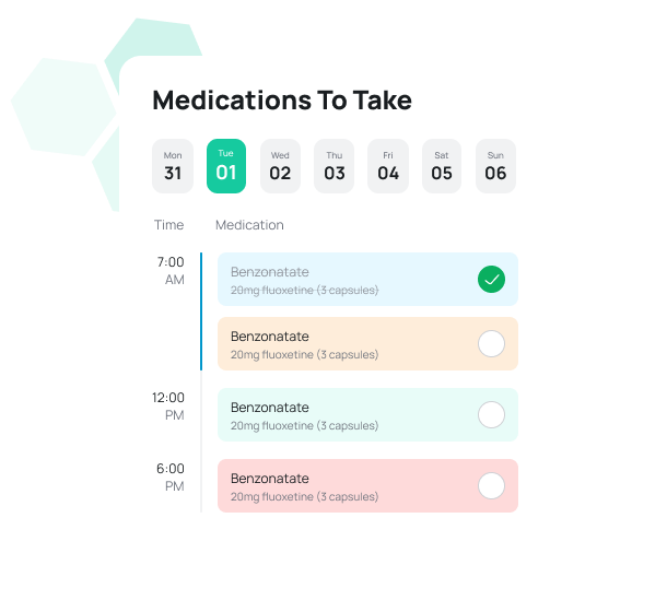 Simpl Medication times on calendar