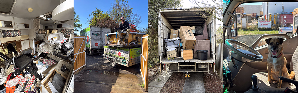 Camper van living space is in total chaos