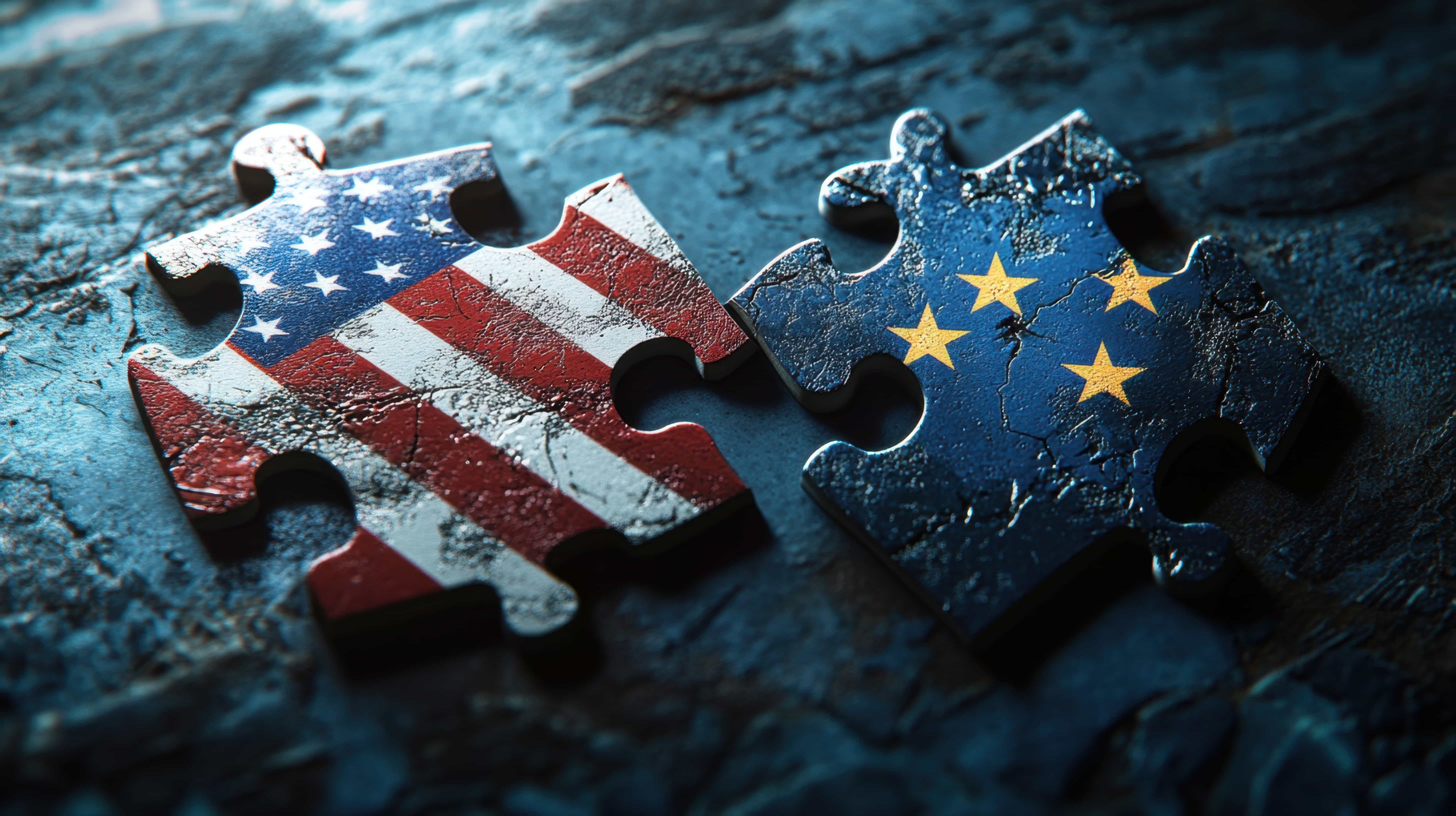 puzzle drapeau état unis et europe