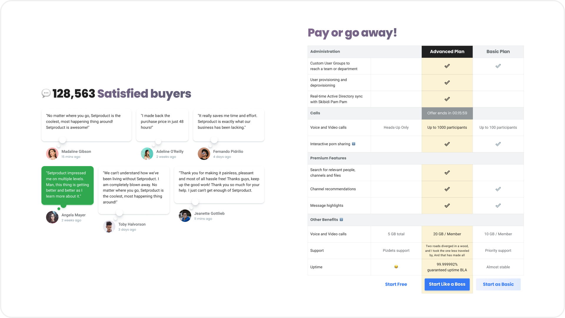 Pricing plans UI design templates