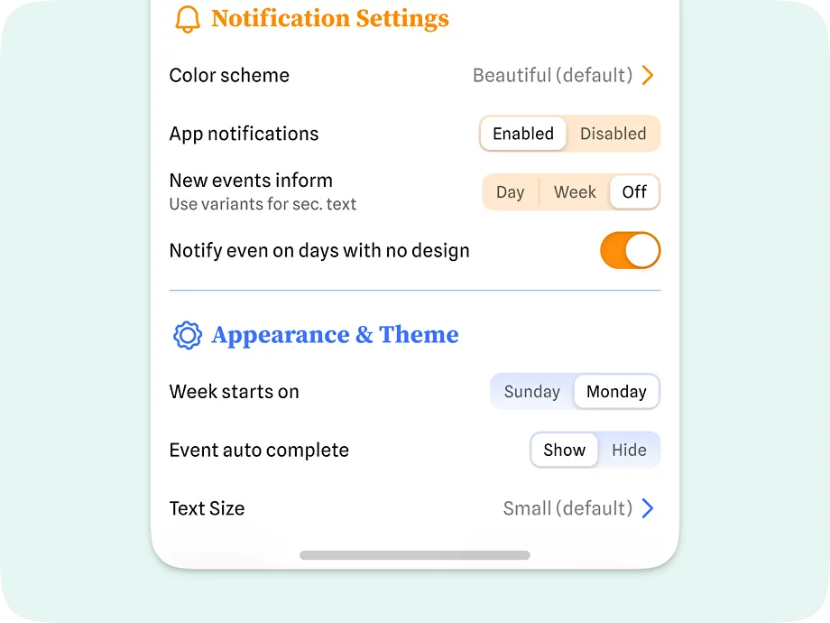 Settings UI design tutorial, UX tips and inspiration: Buttons Group