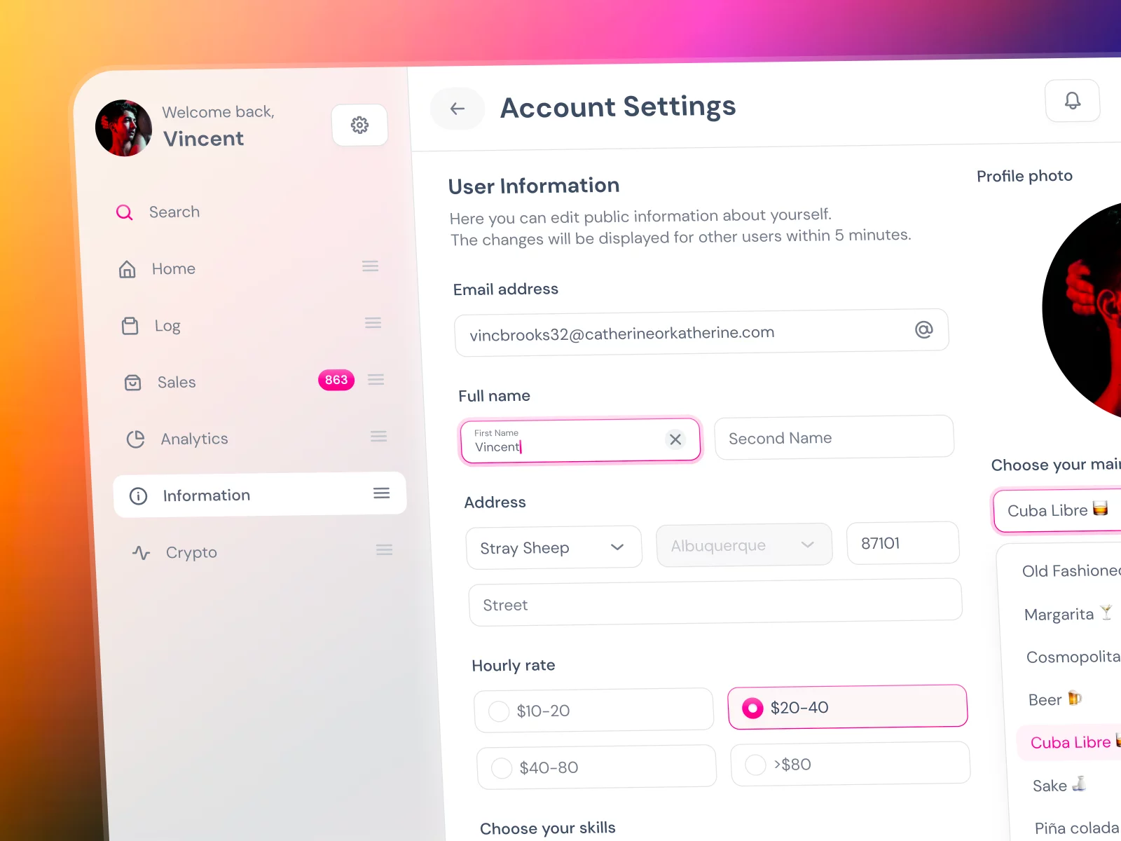 Settings UI design inspiration – Productivity tool