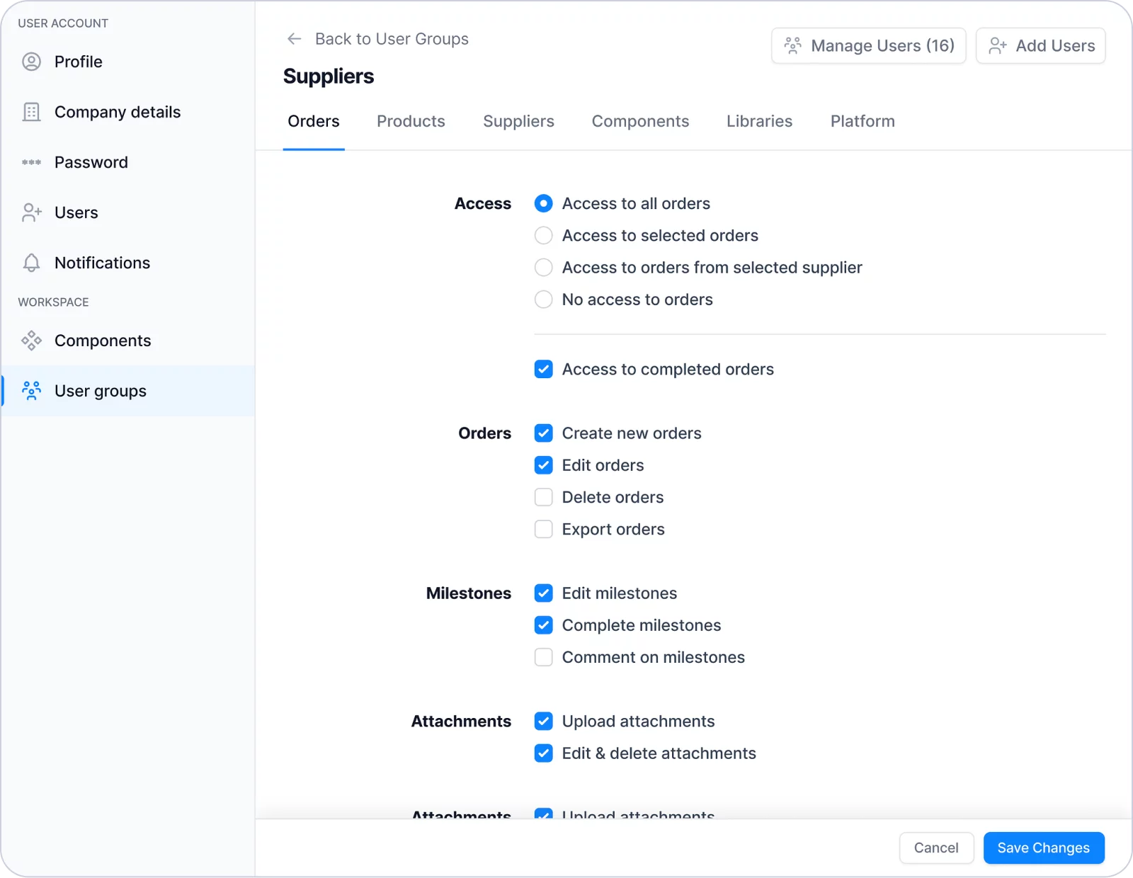 Settings UI design inspiration – Productivity tool