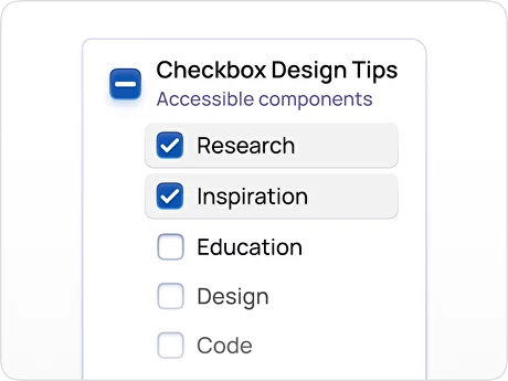 Checkbox UI design types – Indeterminate state