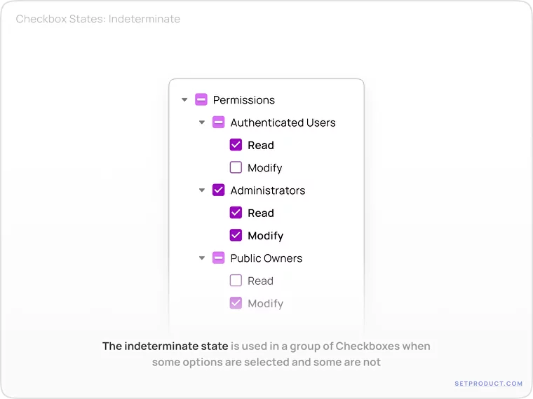 Checkboxes UX UI design tips – Indeterminate state