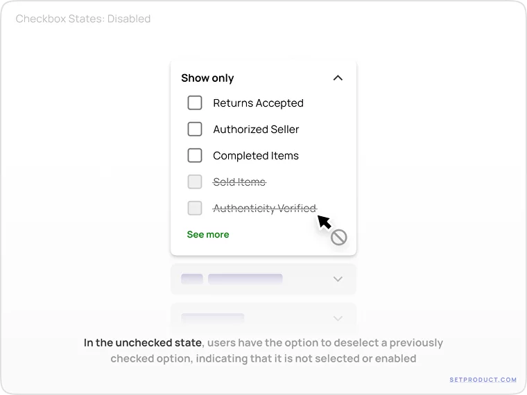 Checkboxes UX UI design tips – Disabled state