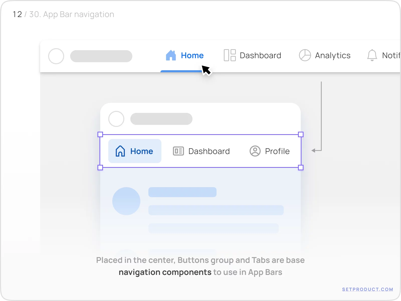 Application Bar UI design navigation