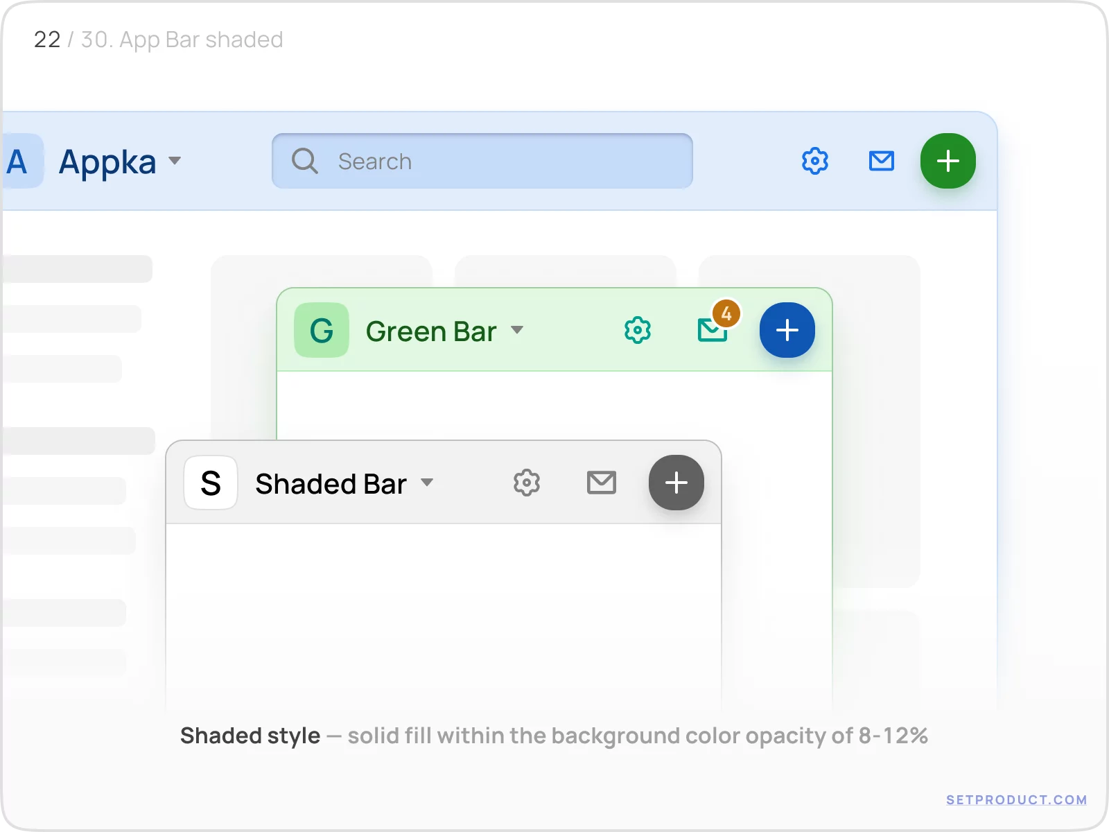 Application Bar UI design shaded