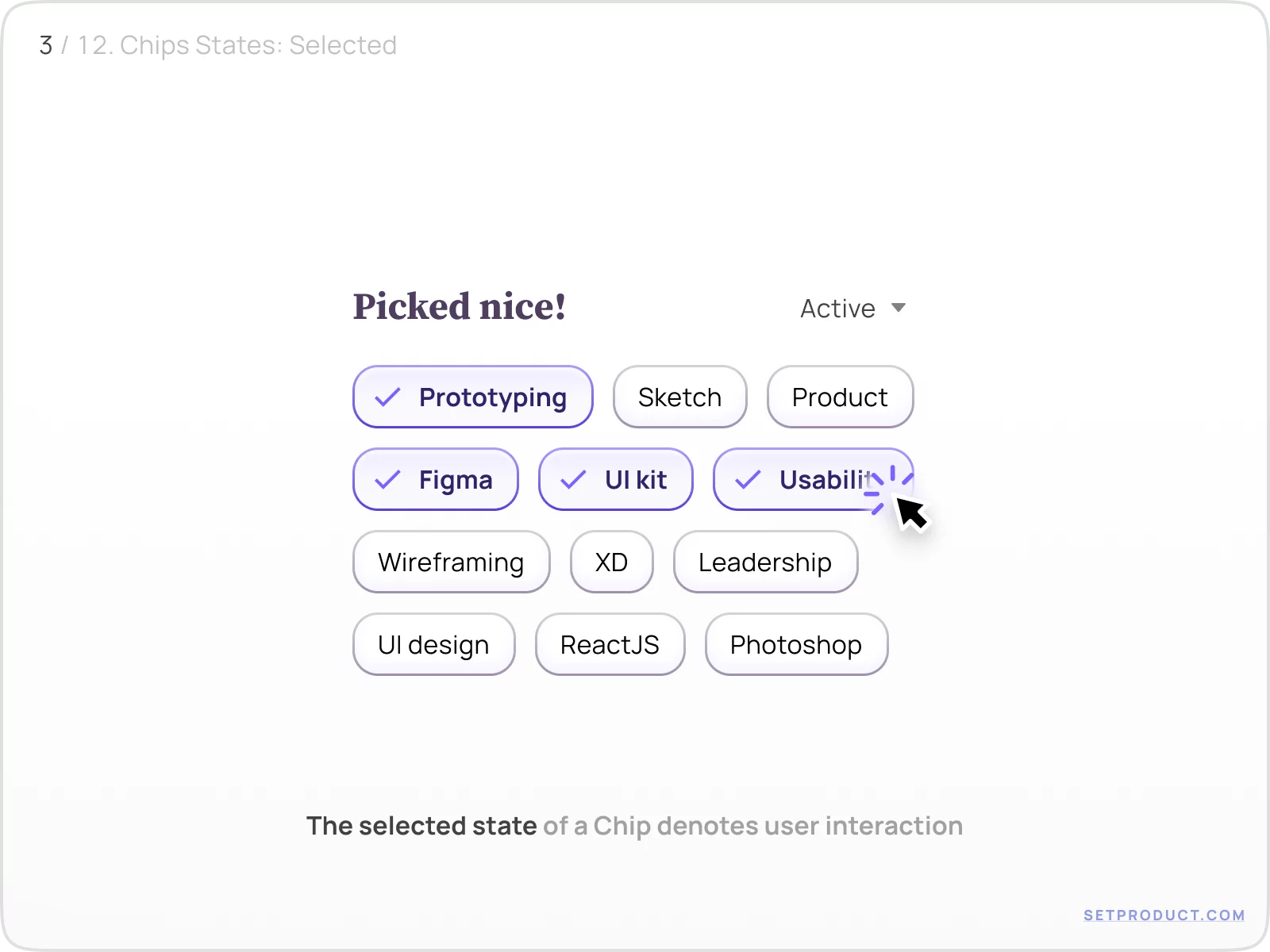 Chips UI UX design tutorial – Selected State