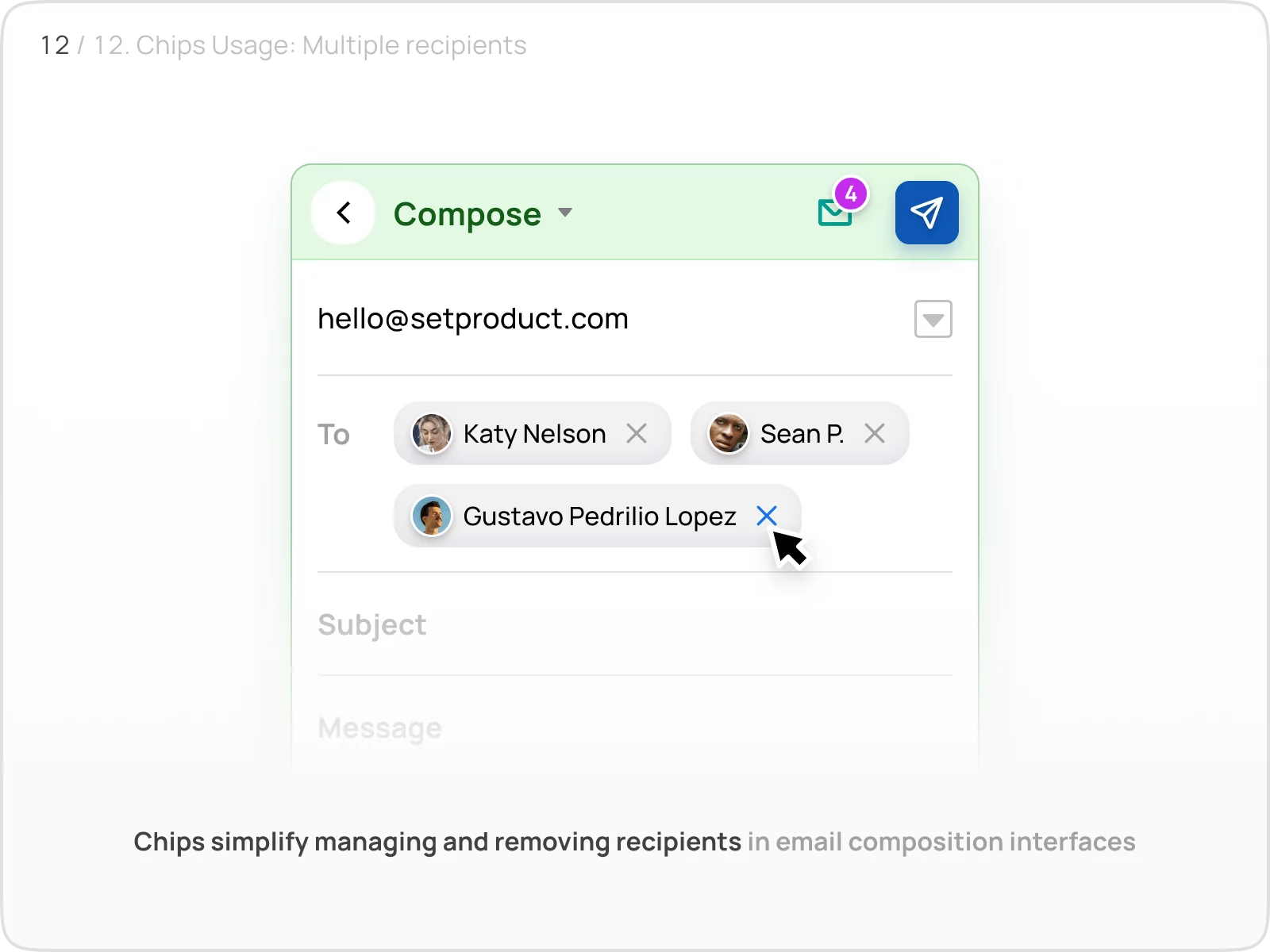 Chips UI UX design tutorial – Multiple Recipients