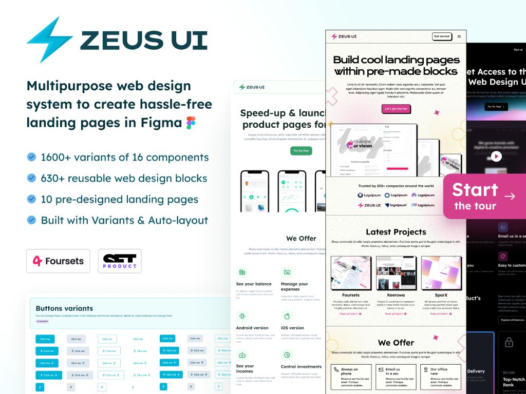 Figma web design templates to create hassle-free websites faster. It contains every possible section you need (more than 600 editable blocks included)