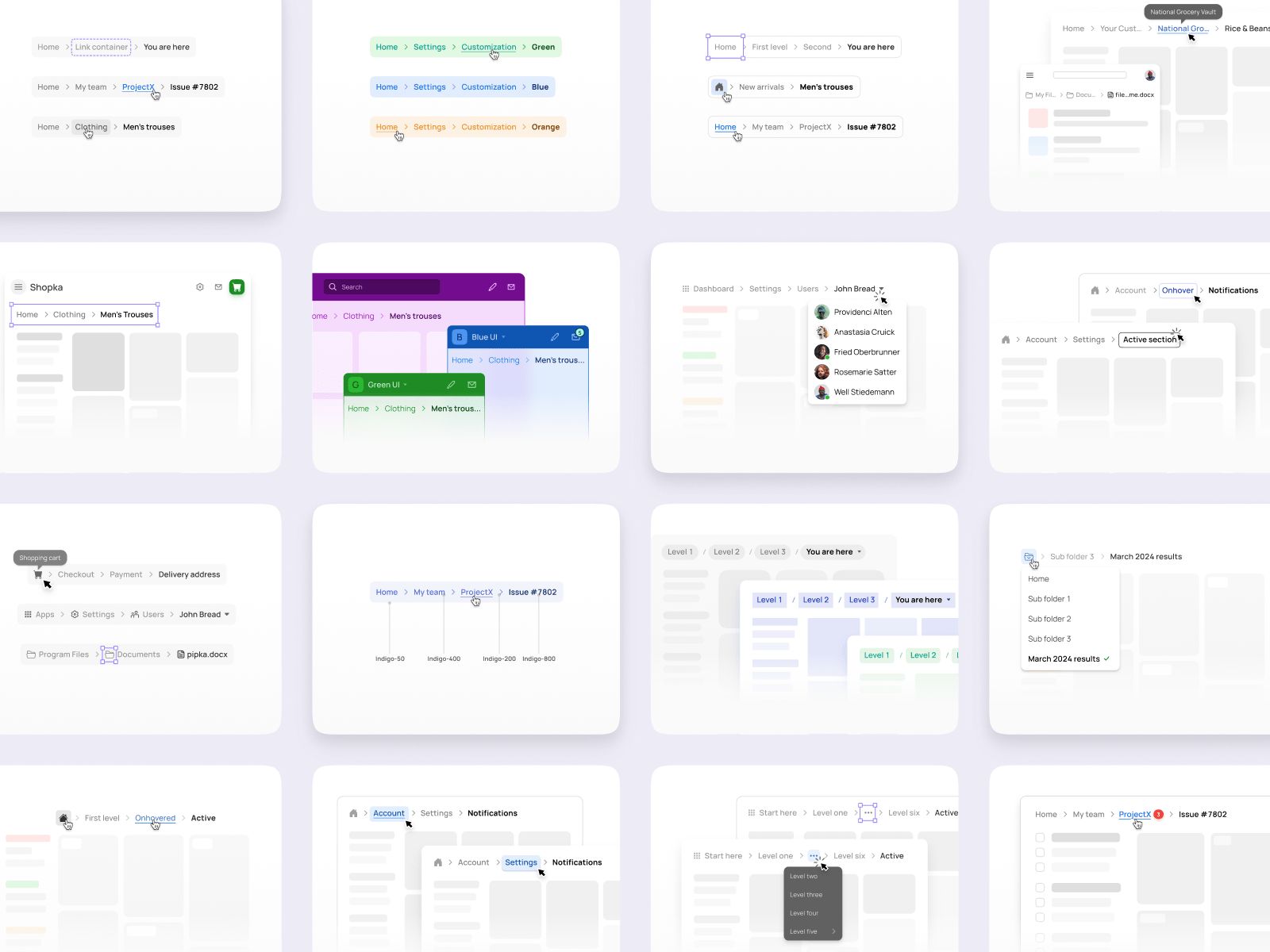 Breadcrumbs UI design exploration: Anatomy, UX tips, use cases overview
