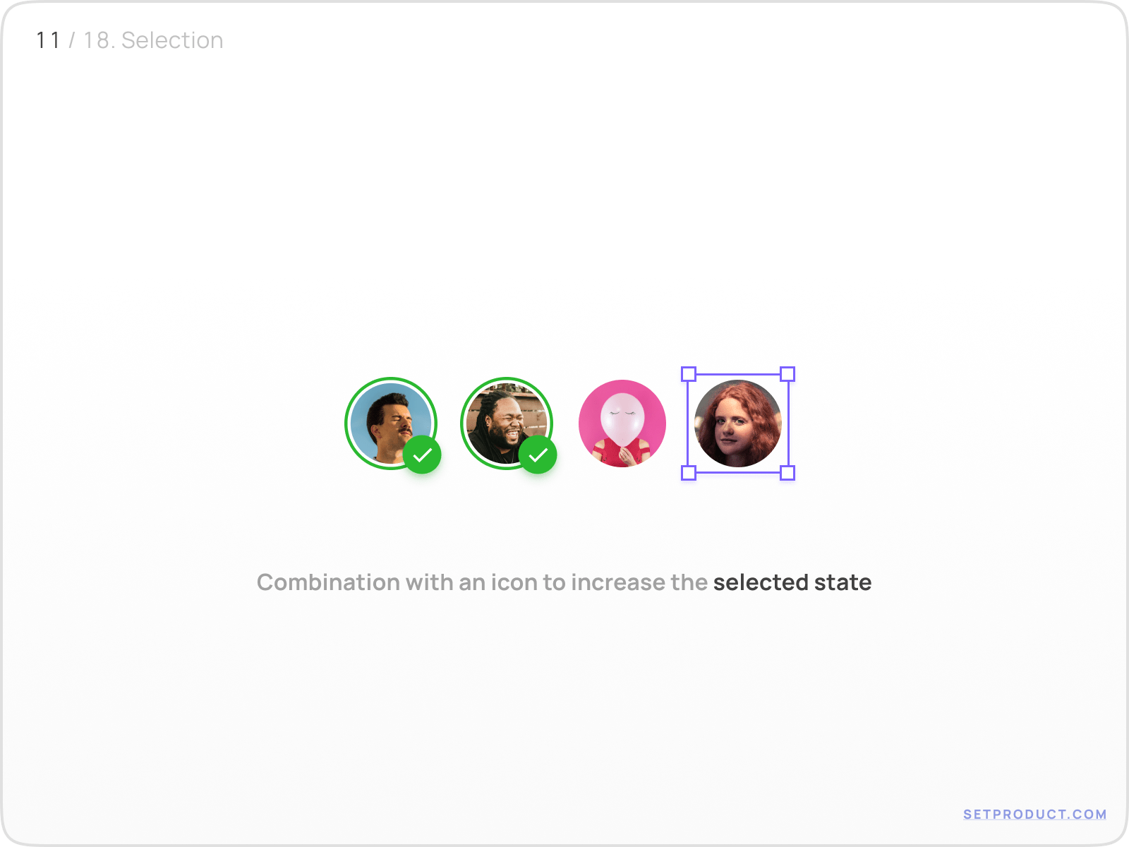 Userpic with selection checkmark overlay for multiple choice