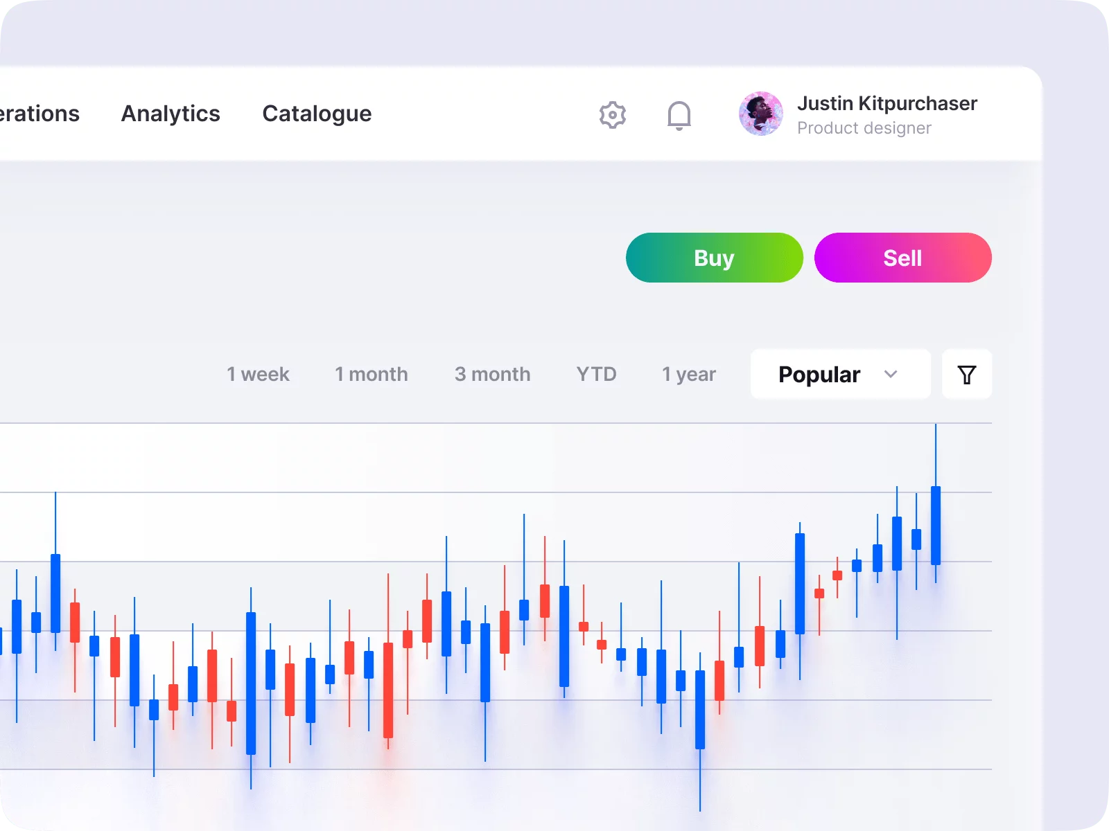 Gradient buttons UI design trading dashboard template