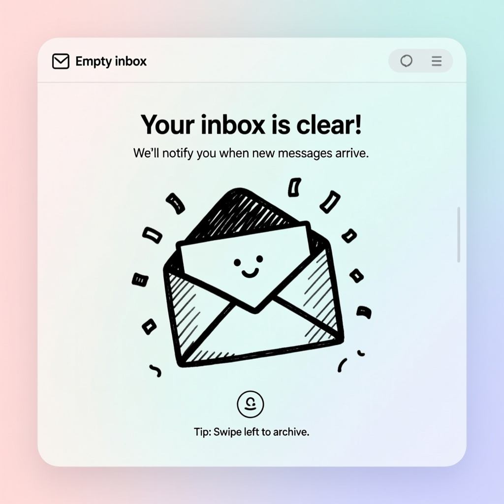 Empty state design - your inbox is clear