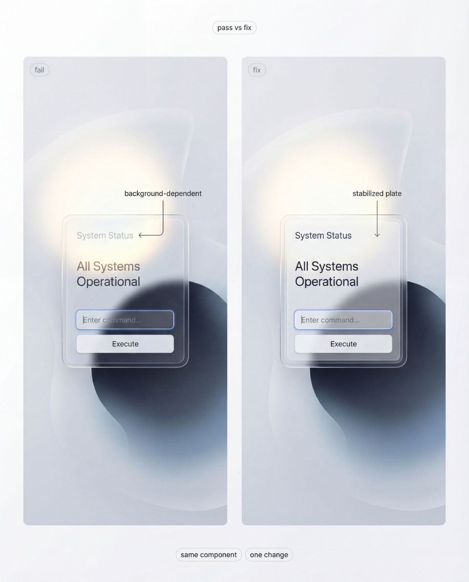 Blur and transparency are not guaranteed across browsers, devices, performance budgets, and user preferences