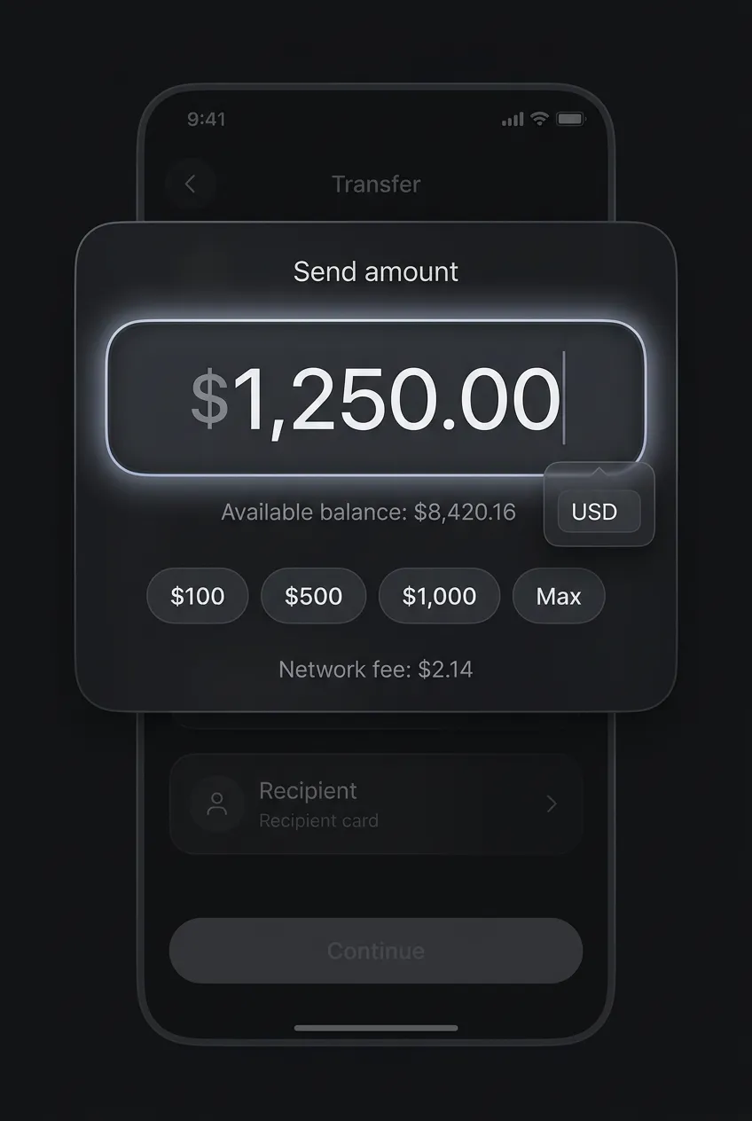 Input. Glowing focus state without losing readability