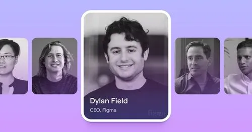 Portrait of Dylan Field, CEO of Figma, smiling with a blurred background.