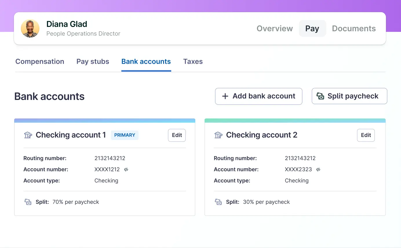 A screenshot of Lattice's bank accounts screen, featuring checking account information.