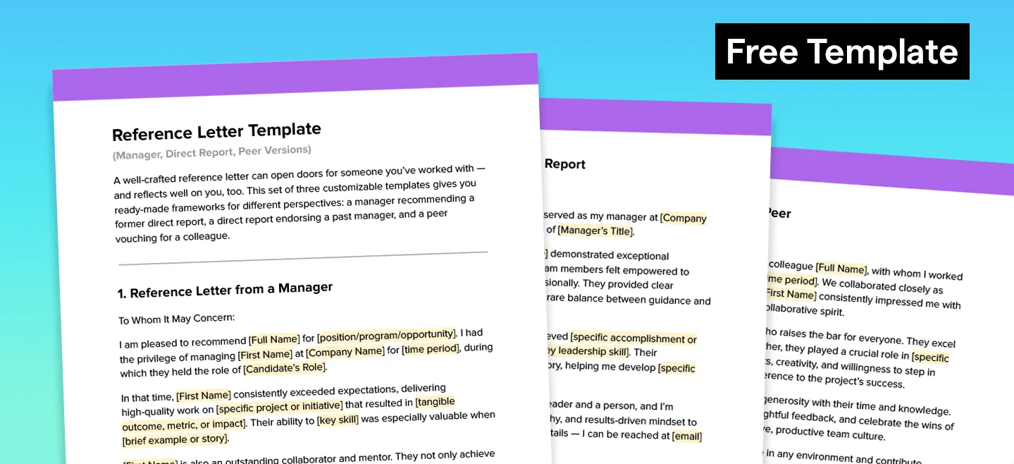A preview of each of the three pages belonging to this template, splayed out over a gradient background.