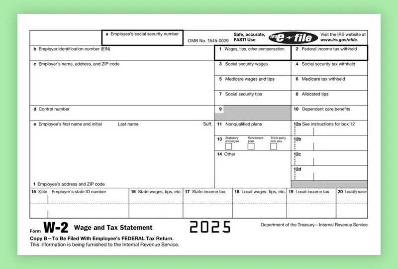 A visual preview of the form W-2.