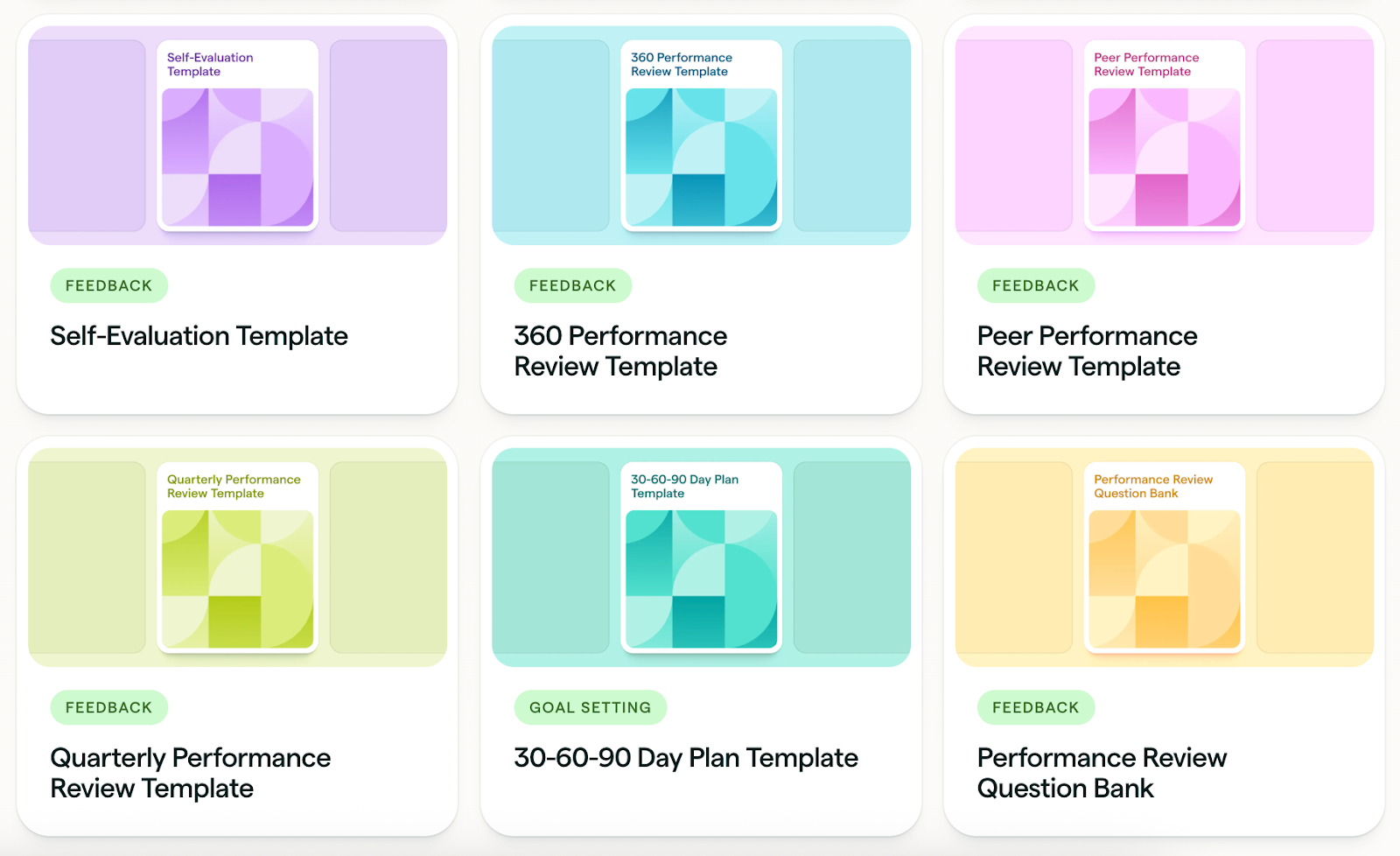 preview of performance review templates in lattice's library