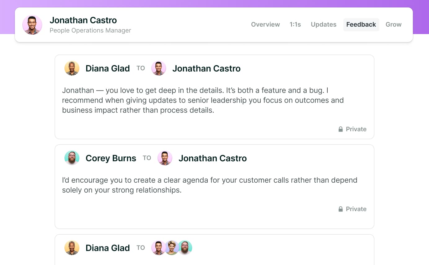 a manager's view of feedback their employee has received