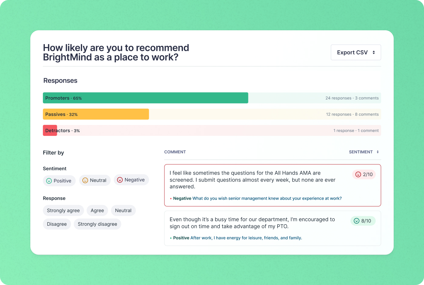 An HR manager dives into eNPS results to discover what’s contributing to employees’ negative sentiments.
