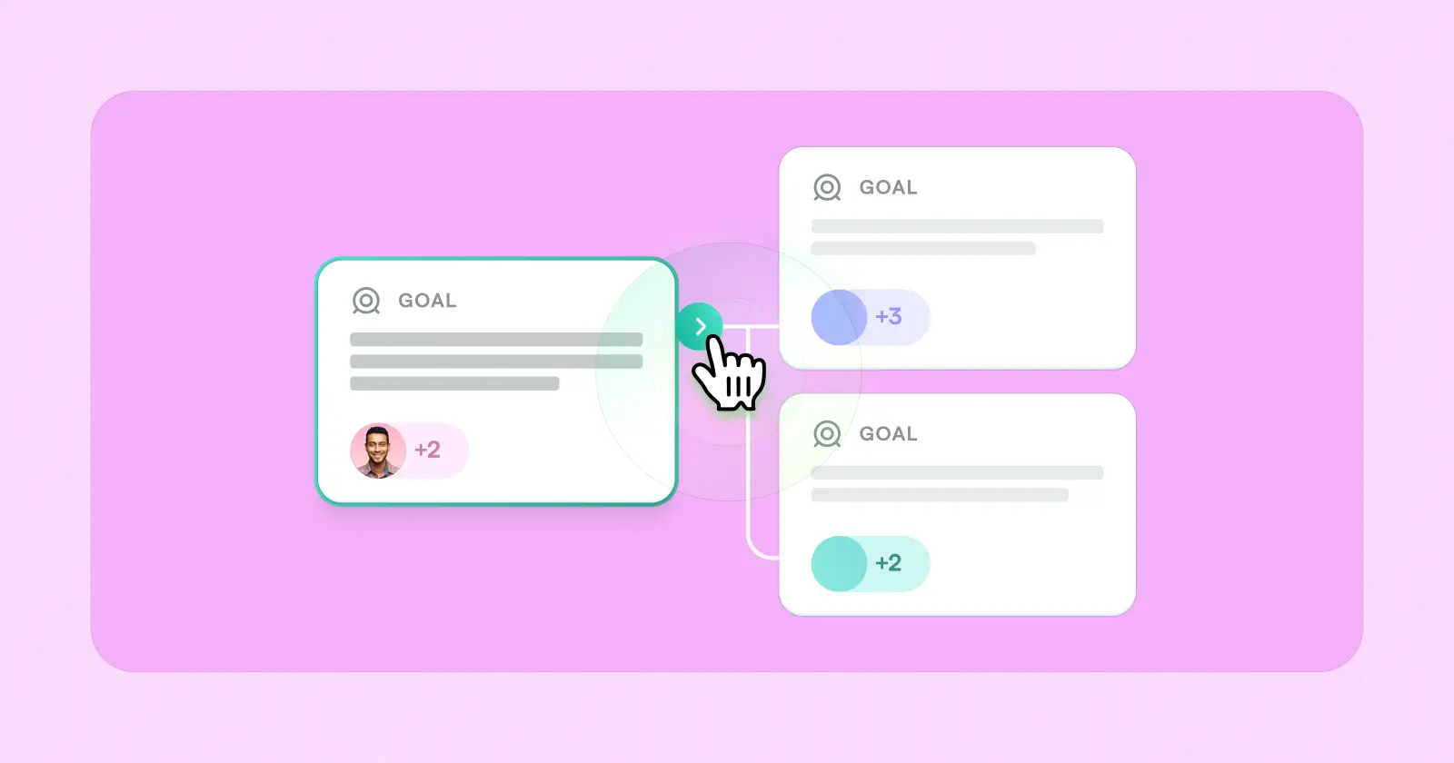 An abstracted view of Lattice's goals product with a mouse cursor hovering over the image.