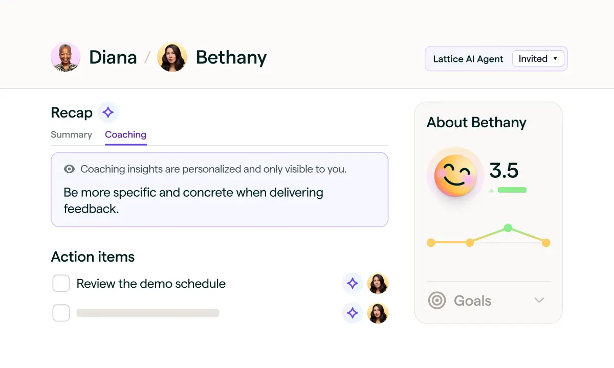 a user's view of lattice coaching insights based on a meeting recap