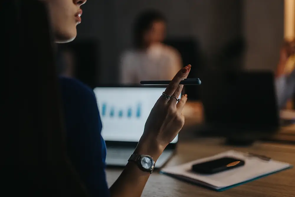 A woman in a meeting