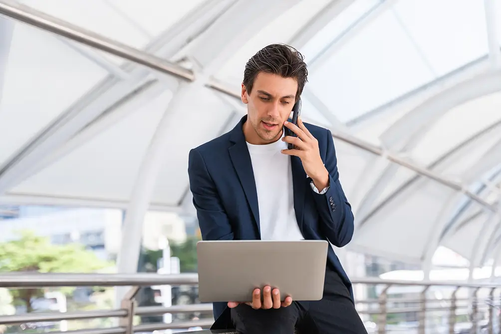 A man talking on a phone