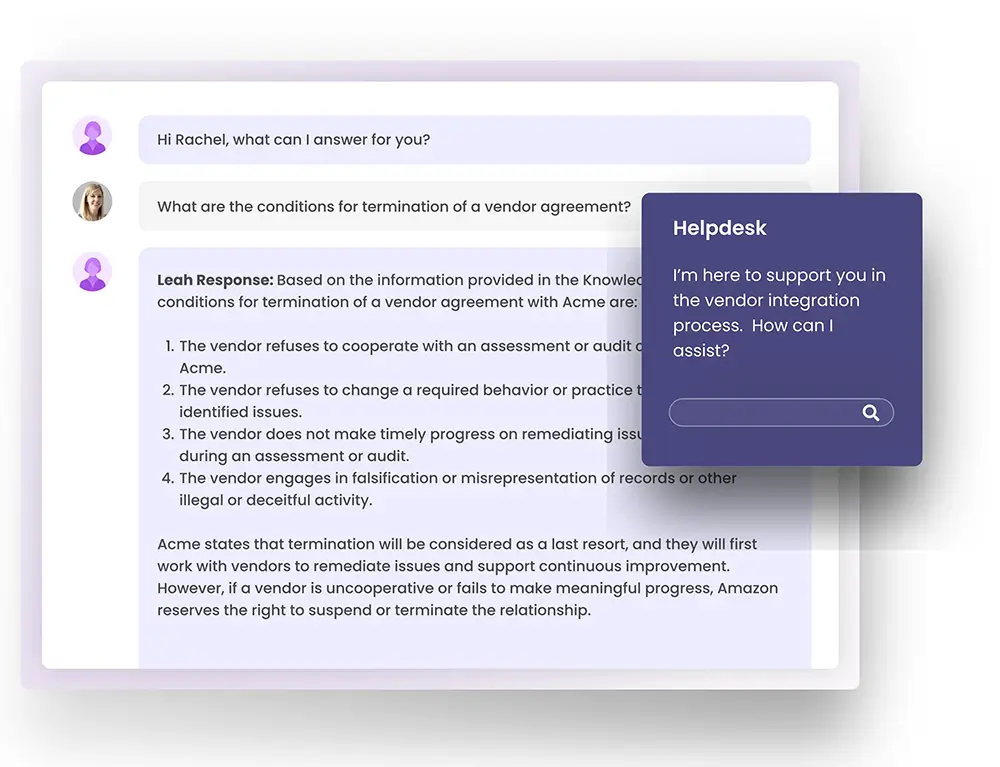 Sample helpdesk screen