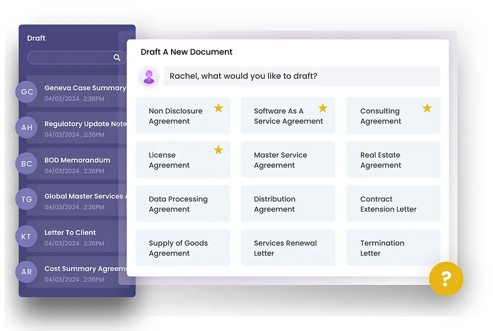 Sample document draft screen