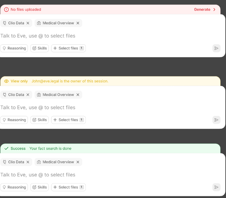 Session states — ownership, errors, and success feedback