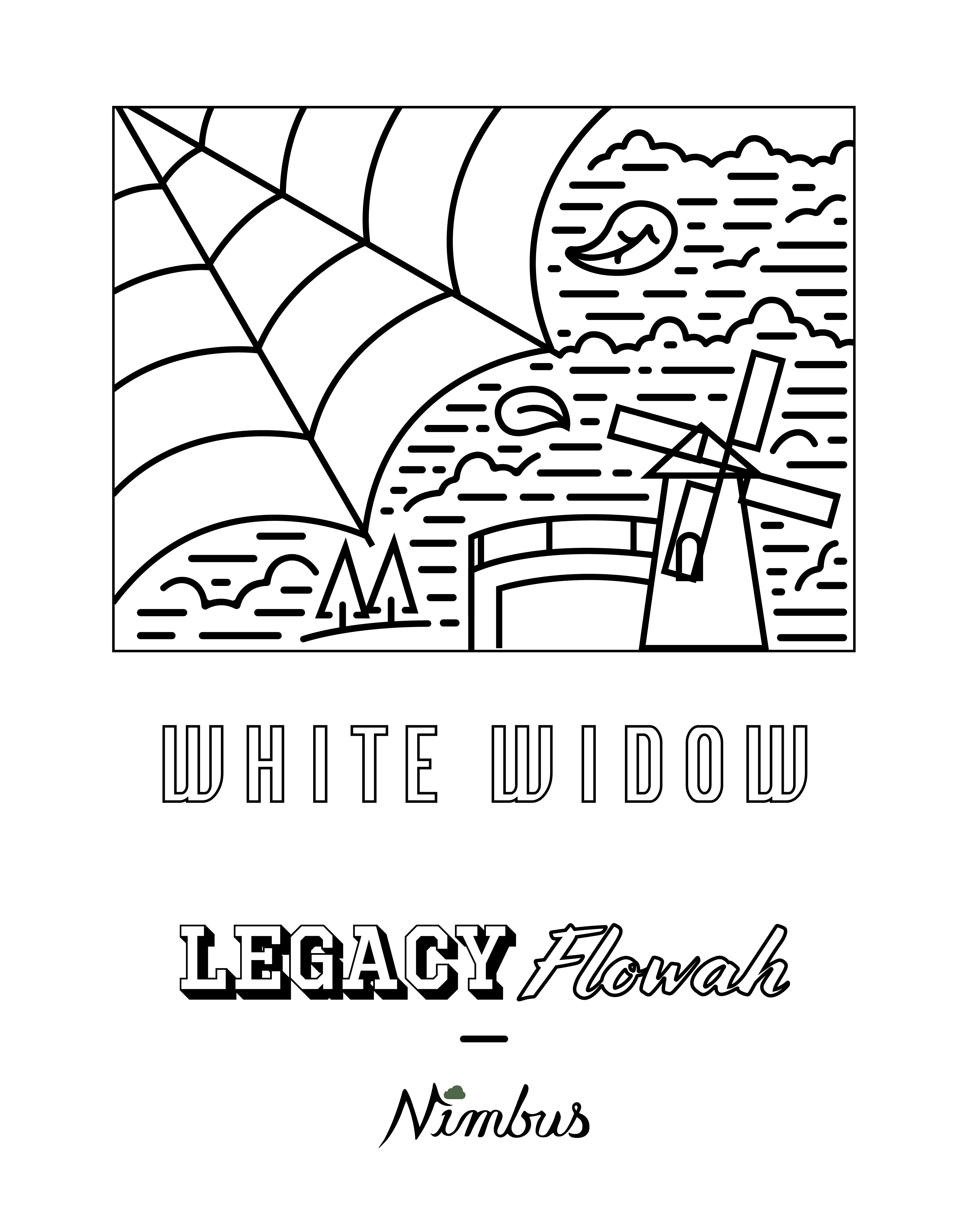 Nimbus Legacy White Widow heritage cannabis strain poster by Nimbus Cannabis Co.