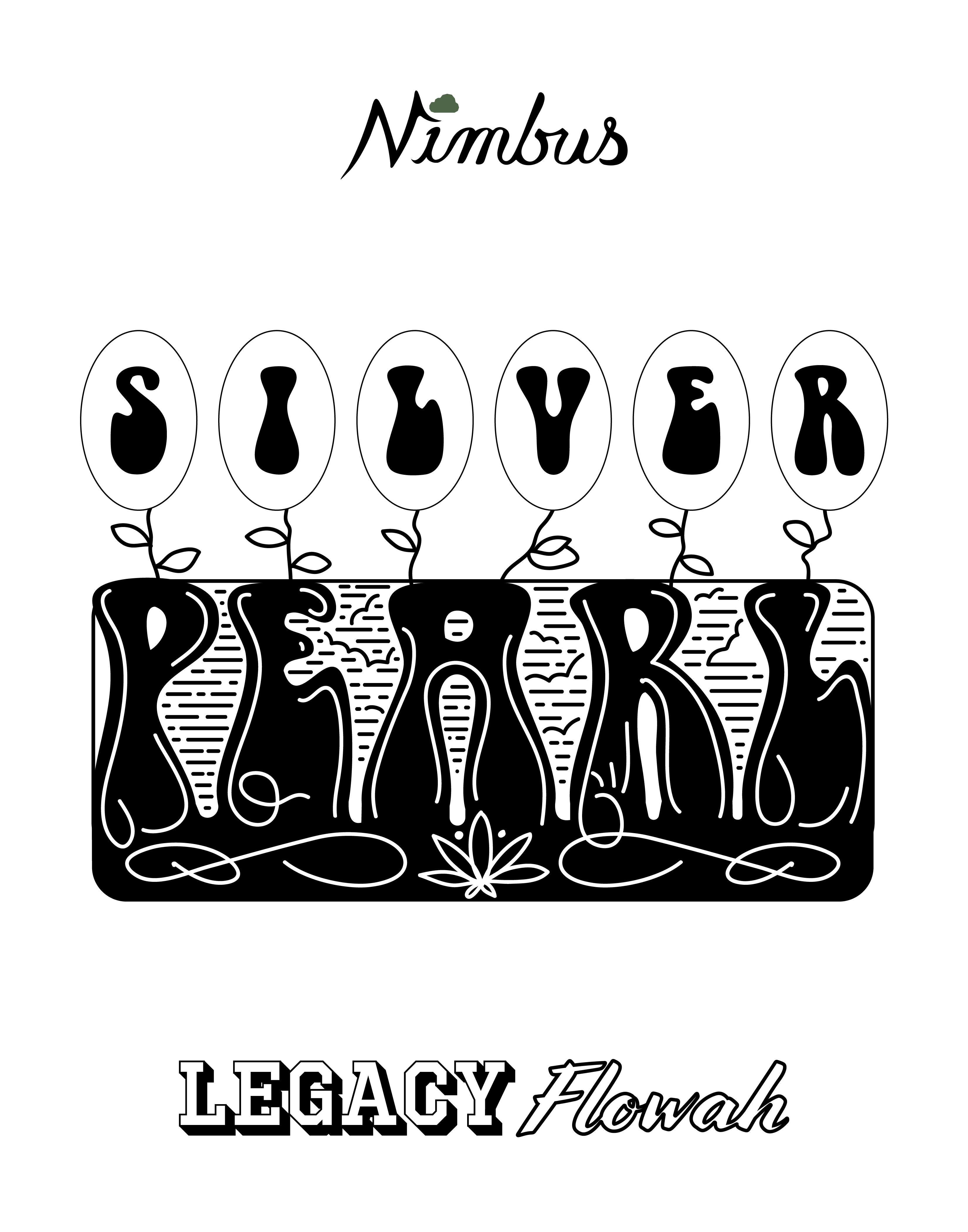 Nimbus Legacy Silver Pearl heritage cannabis strain poster by Nimbus Cannabis Co.