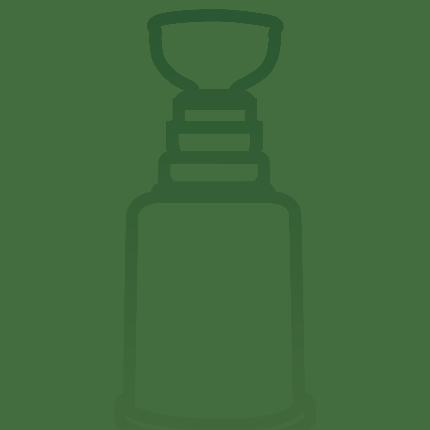 Dark green silhouette of a trophy cup against a muted green background.