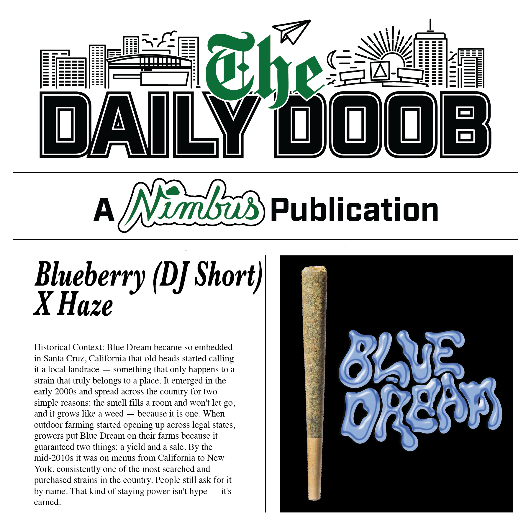 Nimbus Blue Dream — The Daily Doobs Preroll, 1.0g, Sativa — Massachusetts